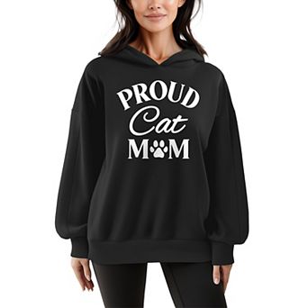 Women's Proud Cat Mom Oversized Fleece Hoodie Sweatshirt