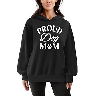 Women's Proud Dog Mom Oversized Fleece Hoodie Sweatshirt