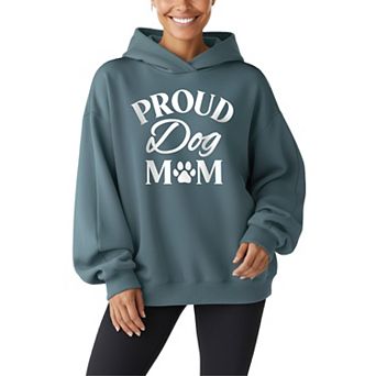Women's Proud Dog Mom Oversized Fleece Hoodie Sweatshirt
