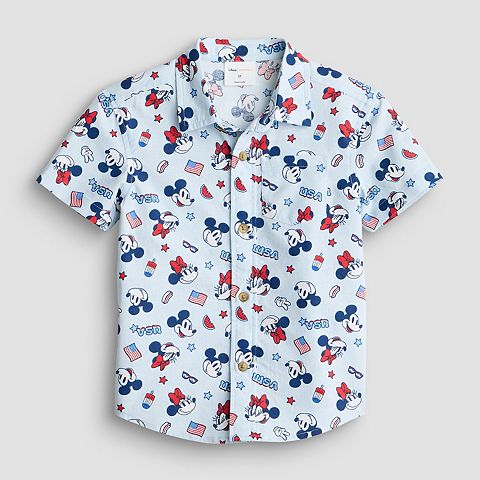 & Baby & Toddler Boy Disney's Mickey Mouse Americana Woven Button Down Shirt