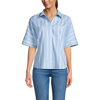 Women's Lands' End Cooling Elbow Sleeve Button Front Shirt