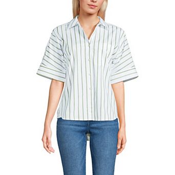 Women's Lands' End Cooling Elbow Sleeve Button Front Shirt