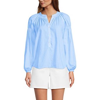 Women's Lands' End Voile Long Sleeve Raglan Smocked Top