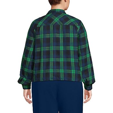 Plus Size Lands' End Cropped Flannel Shirt