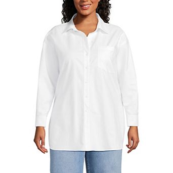 Plus Size Lands' End Oversized Oxford Button Front Shirt
