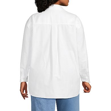 Plus Size Lands' End Oversized Oxford Button Front Shirt