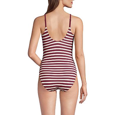 Women's Lands' End Long Torso Tugless Thin Strap One-Piece Swimsuit