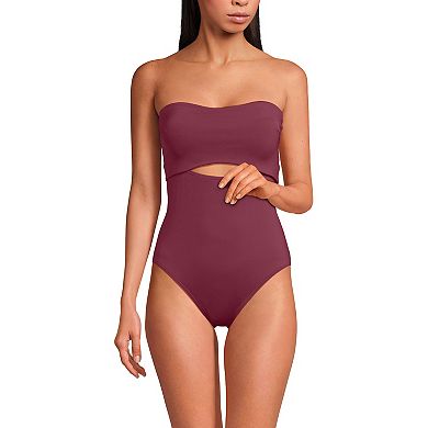 Women's Lands' End Bandeau Cut Out One-Piece Swimsuit