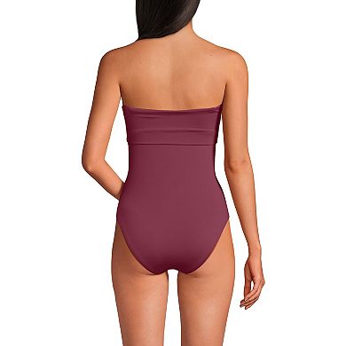 Women's Lands' End Bandeau Cut Out One-Piece Swimsuit