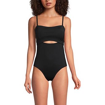 Women's Lands' End Bandeau Cut Out One-Piece Swimsuit