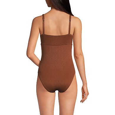 Women's Lands' End Crepe Rectangular Wire One-Piece Swimsuit