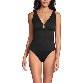 Women's Lands' End Crepe Rectangular Wire One-Piece Swimsuit
