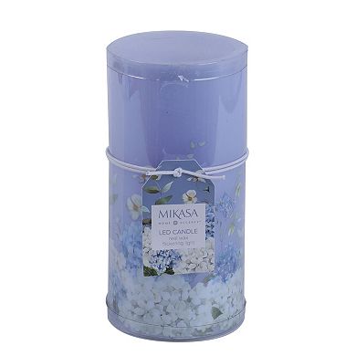 Mikasa Hydrangeas Tall LED Wax Pillar Candle