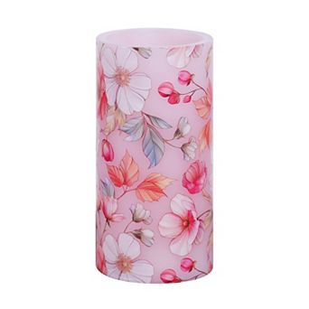 Mikasa Floral Decal Tall LED Wax Pillar Candle