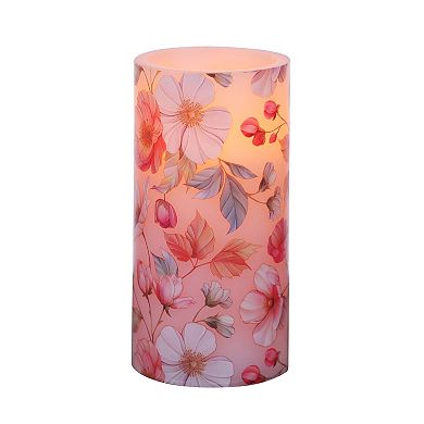 Mikasa Floral Decal Tall LED Wax Pillar Candle