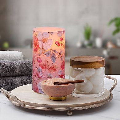 Mikasa Floral Decal Tall LED Wax Pillar Candle