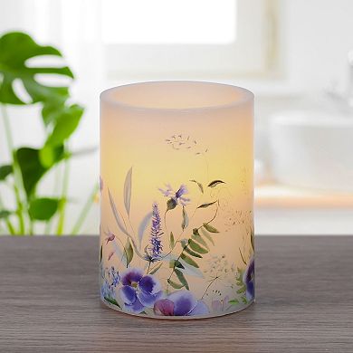 Mikasa Country Field Decal LED Wax Pillar Candle