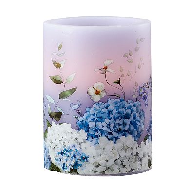 Mikasa Hydrangeas LED Wax Pillar Candle