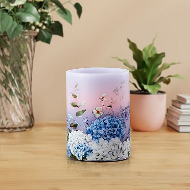 Mikasa Hydrangeas LED Wax Pillar Candle