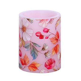 Mikasa Floral Decal LED Wax Pillar Candle