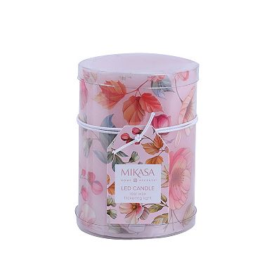 Mikasa Floral Decal LED Wax Pillar Candle