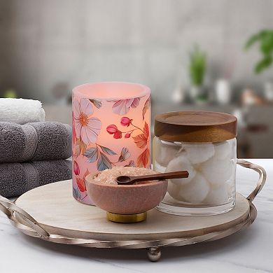 Mikasa Floral Decal LED Wax Pillar Candle