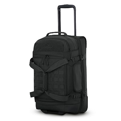 duffel bag travel wheels Rolling Wide Mouth Premium Leather - Tan - In-line with telescoping trolley handle bearing wheels deliver a smooth roll High Sierra Pathsetter Large Wheeled