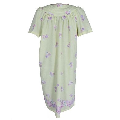 Elegant Emily Women's Plus Size Floral Woven Seersucker Duster Gown