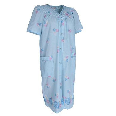 Elegant Emily Women's Plus Size Floral Woven Seersucker Duster Gown