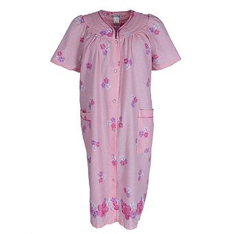 Elegant Emily Women's Plus Size Floral Woven Seersucker Duster Gown