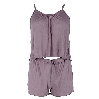 Not Tired Women's Plus Size Ribbed Cami and Shorts Pajama Set