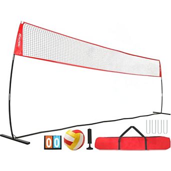Zealfeel Adjustable Portable 20ft Volleyball Training Net Set with Carry Bag for Outdoor Practice