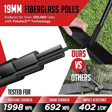 Zealfeel Adjustable Portable 20ft Volleyball Training Net Set with Carry Bag for Outdoor Practice