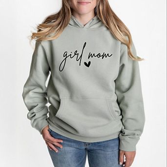 Girl Mom Cursive Heart - Women's Graphic Hoodie