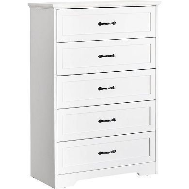 5-Drawer Dresser with Deep Drawers, Modern Wood Closet Organizer & Storage for Bedroom, Living Room