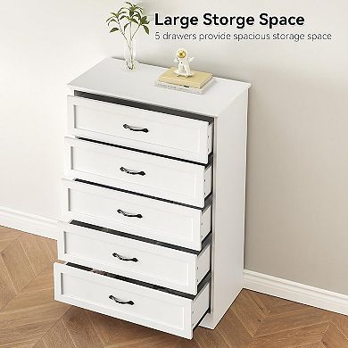 5-Drawer Dresser with Deep Drawers, Modern Wood Closet Organizer & Storage for Bedroom, Living Room