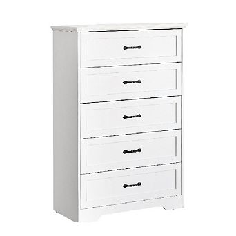 5-Drawer Dresser with Deep Drawers, Modern Wood Closet Organizer & Storage for Bedroom, Living Room