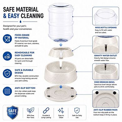 3.5L/1Gal Automatic Pet Water Dispenser, Self-Dispensing Gravity Water Feeder for Cats & Dogs
