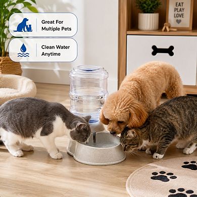 3.5L/1Gal Automatic Pet Water Dispenser, Self-Dispensing Gravity Water Feeder for Cats & Dogs