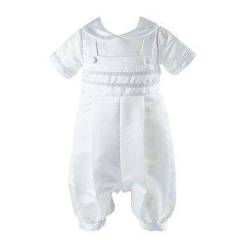 Baby Boys Satin Baptism and Christening Romper