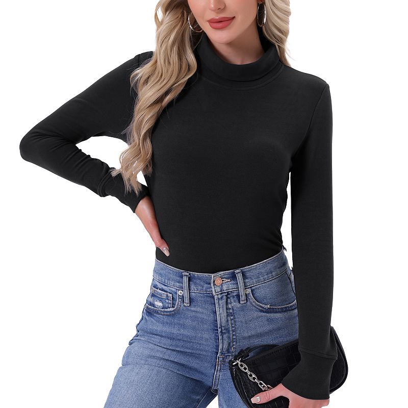 Women's Turtleneck Tops Slim Mock Turtle Long Sleeve Shirts Fall Winter ...