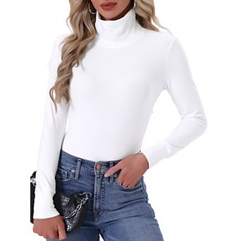 Women's Turtleneck Tops Slim Mock Turtle Long Sleeve Shirts Fall Winter Layering Outfits Basic Layer
