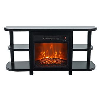 Modern 48" TV Stand with 18" Electric Fireplace and Storage Shelves Media Console for TVs up to 55"