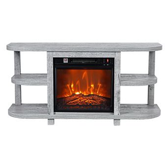 Modern 48" TV Stand with 18" Electric Fireplace and Storage Shelves Media Console for TVs up to 55"