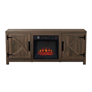 58" Farmhouse TV Stand for TV up to 65" with Electric Fireplace