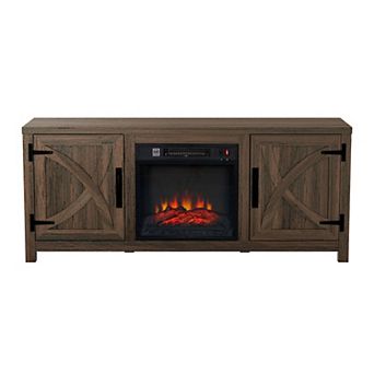 58" Farmhouse TV Stand for TV up to 65" with Electric Fireplace