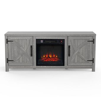 58" Farmhouse TV Stand for TV up to 65" with Electric Fireplace