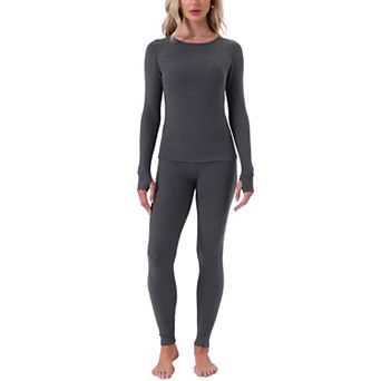 Women's Thermal Underwear Sets Thumbholes Long Sleeve w Leggings Winter Cold Base Layer Pajamas Set