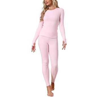 Women's Thermal Underwear Sets Thumbholes Long Sleeve w Leggings Winter Cold Base Layer Pajamas Set