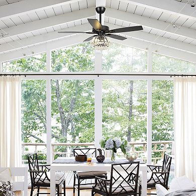 52" Modern Crystal Chandelier Ceiling Fan with Remote and Light Kit